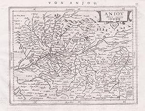 Seller image for Aniou" - Mauges Saumur Angers Anjou Nantes Frankreich France map Gerard Mercator for sale by Antiquariat Steffen Vlkel GmbH