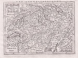 "Helvetia" - Schweiz Suisse Switzerland Mercator map Karte gravure carte