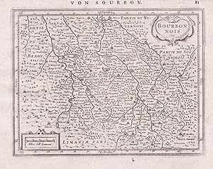 "Bourbonnois" - Boubonnais Allier Auvergne-Rhone-Alpes Frankreich France Mercator map Karte Kupfe...