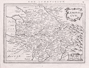 Imagen del vendedor de Lemovicum" - Limoges Nouvelle-Aquitaine Frankreich France Mercator map Karte gravure carte a la venta por Antiquariat Steffen Vlkel GmbH