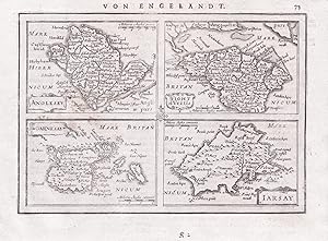 Image du vendeur pour Anglesey / Garnesay / Iarsay / Wight ol. vectis" - Anglesey Guernsey Jersey Isle of Wight island islands Great Britain Grobritannien England mis en vente par Antiquariat Steffen Vlkel GmbH