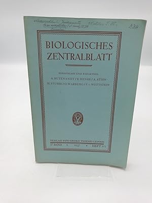 Biologisches Zentralblatt. 57. Band, Heft 1/2, 1937 Begründet von J. Rosenthal