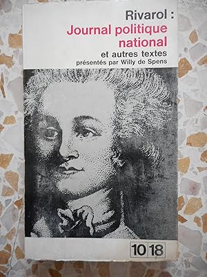 Image du vendeur pour Journal politique national - et autres textes - Presentes par Willy de Spens mis en vente par Frederic Delbos