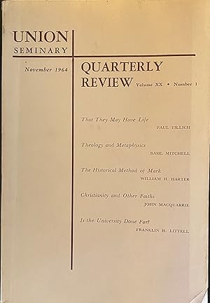 Union Seminary: Quaraterly Revview, Volume XX, No. 1, November 1964