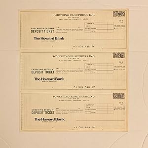 Image du vendeur pour Something Else Press, Inc. Checking Account Deposit Ticket, sheet of three mis en vente par Fenrick Books