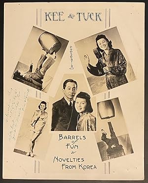 Kee & Tuck. Presenting Barrels of fun & Novelties from Korea [inscribed photographic handbill]