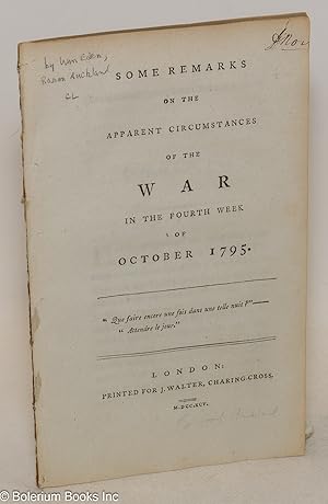 Some Remarks on the Apparent Circumstances of the War in the Fourth Week of October 1795