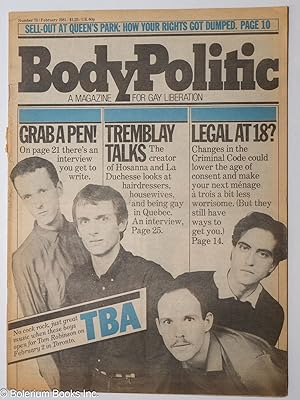 Bild des Verkufers fr The Body Politic: a magazine for gay liberation; #70, February, 1981; TBA, Tremblay Talks zum Verkauf von Bolerium Books Inc.