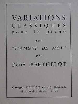 Immagine del venditore per BERTHELOT Ren Variations Piano 1960 venduto da partitions-anciennes