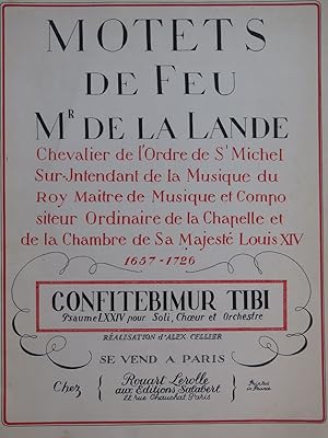 DE LALANDE Michel Richard Confitebimur Tibi Chant Piano 1952