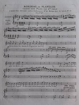 PLANTADE Charles-Henri Palma Rondeau Chant Piano ou Harpe ca1820