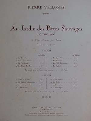 Seller image for VELLONES Pierre Au Jardin des Btes Sauvages No 14 La Biche Piano 1929 for sale by partitions-anciennes