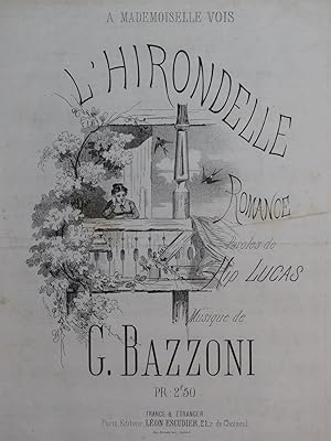 Seller image for BAZZONI Giovanni L'Hirondelle Chant Piano ca1868 for sale by partitions-anciennes