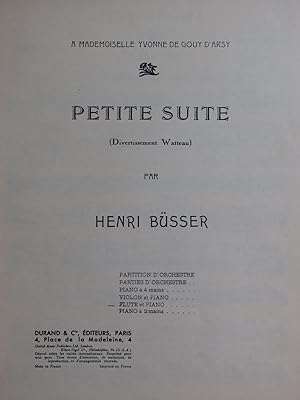 BÜSSER Henri Petite Suite op 12 Piano Flûte 1968