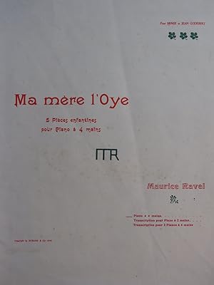 Bild des Verkufers fr RAVEL Maurice Ma Mre l'Oye 5 pices Piano 4 mains 1953 zum Verkauf von partitions-anciennes