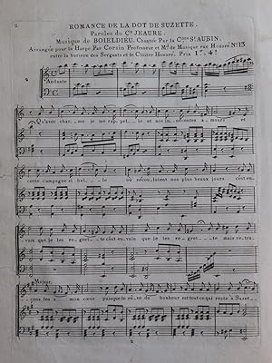 BOIELDIEU Adrien Romance de la Dot de Suzette Chant Harpe ca1820