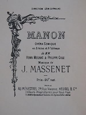 Seller image for MASSENET Jules Manon Opra Chant Piano for sale by partitions-anciennes