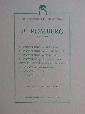 Bild des Verkufers fr ROMBERG Bernhard Sonate No 1 1er Mouvement Piano Violoncelle 1963 zum Verkauf von partitions-anciennes