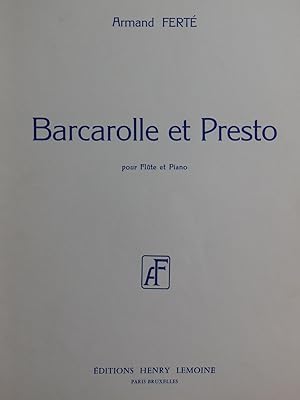 Imagen del vendedor de FERT Armand Barcarolle et Presto Piano Flte 1961 a la venta por partitions-anciennes