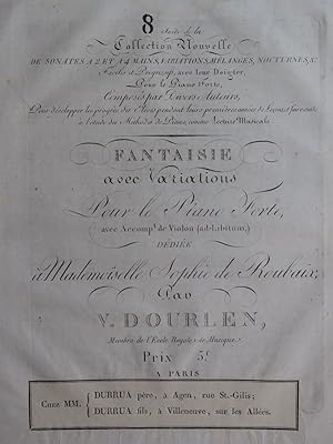 Imagen del vendedor de DOURLEN Victor Fantaisie Piano Violon ca1820 a la venta por partitions-anciennes