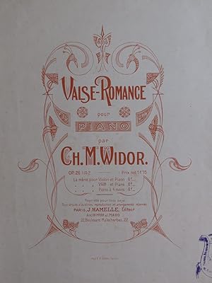 Image du vendeur pour WIDOR Ch. M. Valse Romance op 26 No 2 Piano mis en vente par partitions-anciennes