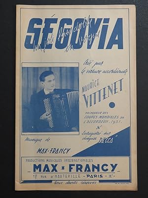 Imagen del vendedor de Segovia Paso Doble Max Francy Accordon a la venta por partitions-anciennes