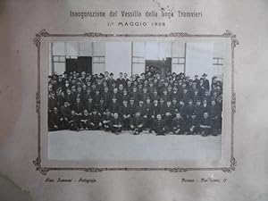 Inaugurazione del Vessillo della Lega Tramvieri di Verona - Fotografia d'epoca originale