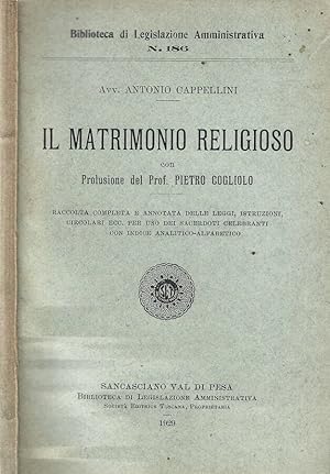 Imagen del vendedor de Il Matrimonio religioso a la venta por Biblioteca di Babele