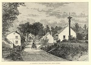 Beaufort Village in Quebec,Antique Historical Print
