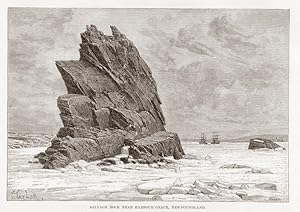Salvage Rock near Harbour Grace in Newfoundland,Antique Historical Print