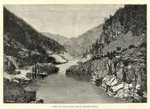 Hells Gate Gorge on the Fraser River in British Columbia,Antique Historical Print