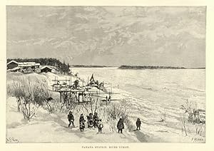 Tanana Station on the Yukon River,Antique Historical Print