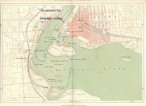 Niagara Falls,Antique Colour Historical Map