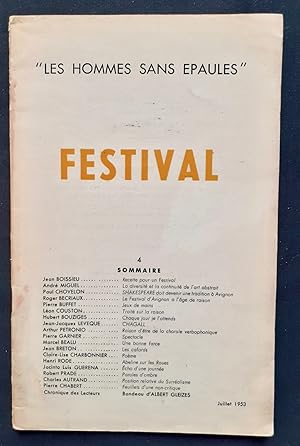 Imagen del vendedor de Les hommes sans paules n4, juillet 1953 : "festival" - a la venta por Le Livre  Venir