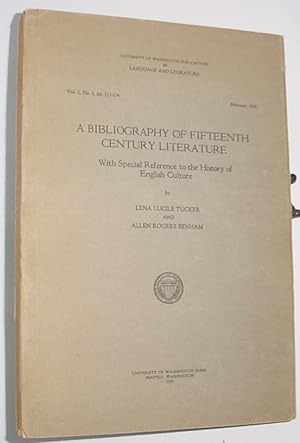 Seller image for A Bibliography of Fifteenth Century Literature With Special Reference to the History of English Culture for sale by R Bryan Old Books