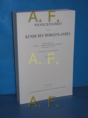 Bild des Verkufers fr Wiener Zeitschrift fr die Kunde des Morgenlandes. 90. Band. zum Verkauf von Antiquarische Fundgrube e.U.