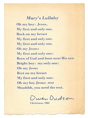Bild des Verkufers fr Mary's Lullaby zum Verkauf von Between the Covers-Rare Books, Inc. ABAA