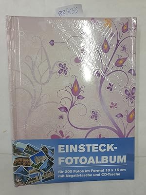 Einsteck-Fotoalbum für 200 Fotos mit Negativtasche und CD-Tasche (Hellfliedernes Florales Muster)...