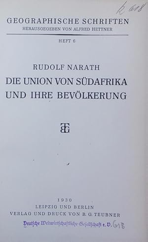 Seller image for Die Union von Sdafrika und ihre Bevlkerung. for sale by Antiquariat Bookfarm