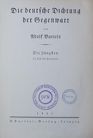 Imagen del vendedor de Die deutsche Dichtung der Gegenwart. Die Jngsten. a la venta por Antiquariat Bookfarm