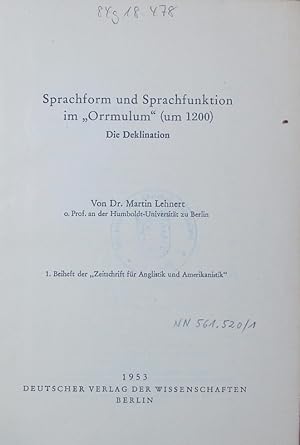 Bild des Verkäufers für Sprachform und Sprachfunktion im Orrmulum um 1200. Die Deklination. zum Verkauf von Antiquariat Bookfarm