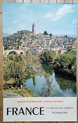 affiche - FRANCE - un village de l'Hérault - OLARGUES - 1959