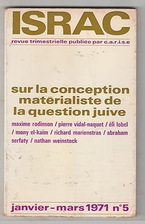 Immagine del venditore per Sur La Conception Matrialiste de La Question Juive - Israc 5 Janvier-Mars 1971 venduto da Biblioteca de Babel