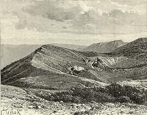 Summit of Mount Irazu in Costa Rica,Antique Historical Print