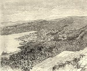 Castries capital of the island nation of St. Lucia, in the Caribbean Sea,Antique Historical Print