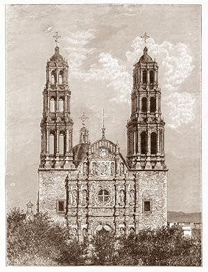 Cathedral in Chihuahua Mexico,Antique Historical Print