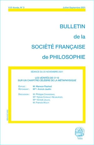 Les vérités de ? 10. Remarques sur un chapitre célèbre de la Métaphysique