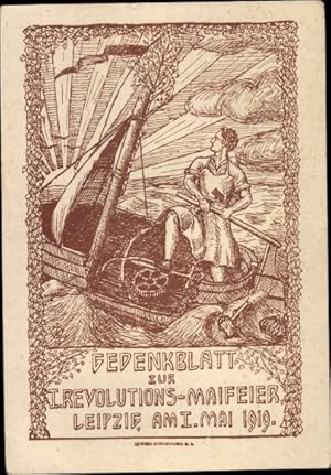 Ansichtskarte / Postkarte Leipzig in Sachsen, Gedenkblatt zur 1. Revolutions Maifeier 1919