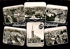 Postkarte Carte Postale 73873571 Schwabach Fliegeraufnahmen Kirche Rathaus Schwabach