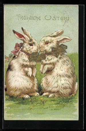 Bild des Verkufers fr Ansichtskarte Zwei verliebte Osterhasen wnschen ein frohes Fest zum Verkauf von Bartko-Reher